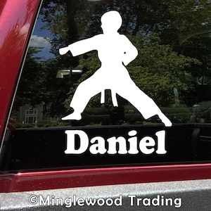 Karate Boy with Personalized Name Vinyl Decal Sticker - Taekwondo Judo MMA Jiu-Jitsu