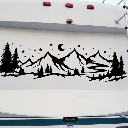 Mountains Forest Scene Vinyl Decal V3 Camper RV Travel - Etsy