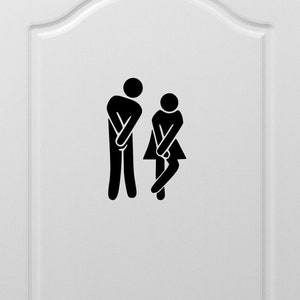 Bathroom People Vinyl Decal Sticker Door Sign Man - Woman - Restroom