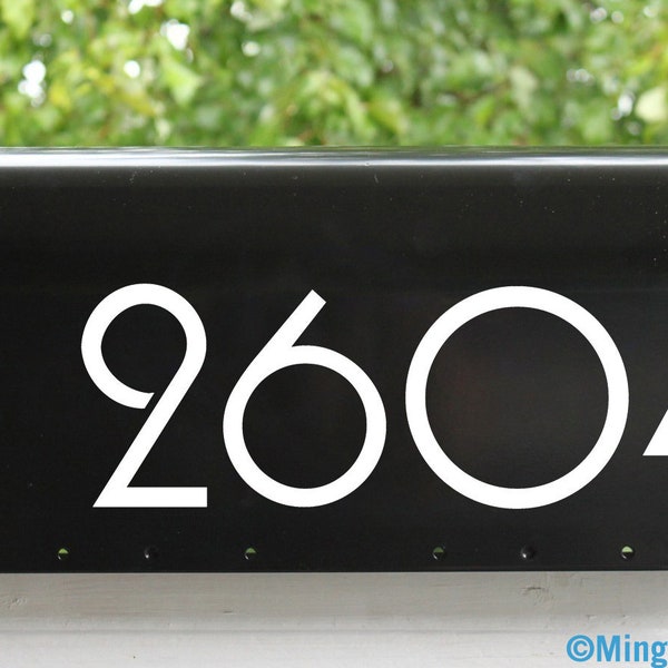 Art Deco Mailbox Numbers - Vinyl Sticker - 1-10" tall - Modern Contemporary - Home Business Address - Die Cut Decal - PLZ