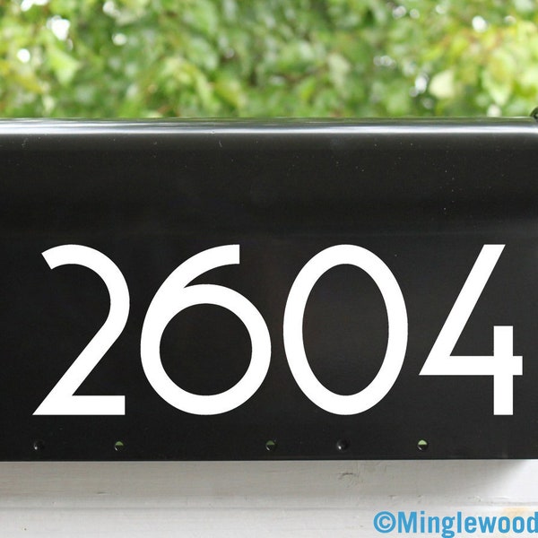 Modern Contemporary Mailbox Numbers - Vinyl Sticker - 1" to 10" tall - Art Deco - Name Home House Office Address - COPA