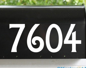 Craftsman Style Mailbox Numbers Vinyl Sticker - 1" to 8" tall - Arts Crafts Custom Lettering Name Home Office Address - Die Cut Decal DYER