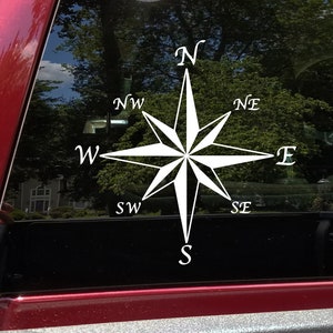 Compass Rose Vinyl Decal V2 -Travel Wander Adventure - Die Cut Sticker