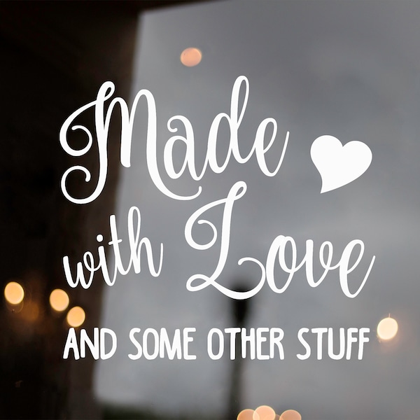 Made with Love and Other Stuff Vinyl Decal V2 - Kitchen Crock Pot Decor - Die Cut Sticker