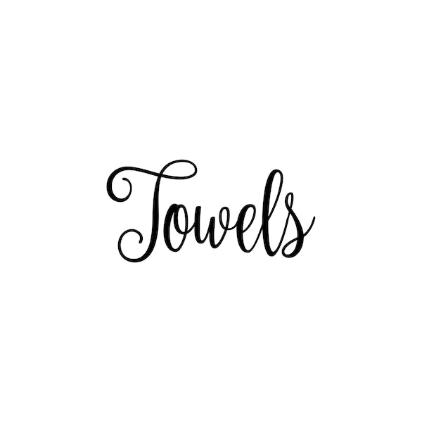 Towels Vinyl Sticker - Home Linens Organization Label - Die Cut Decal - Fancy