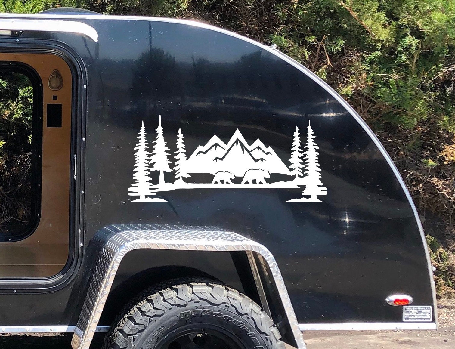 Mountains Bears Forest Scene Vinyl Decal V2 - Camper RV Travel Trailer ...