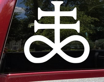 Leviathan Cross Brimstone Symbol Vinyl Decal V1 - Sulfur Infinity Satan - Die Cut Sticker