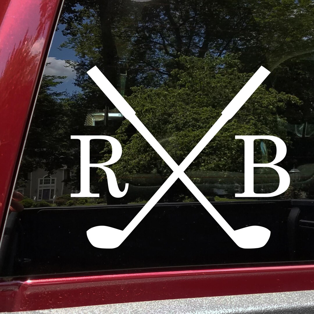Crossed Golf Clubs With Personalized Initials Vinyl Sticker Decal ...