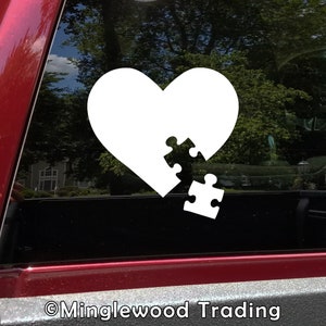 Autism Awareness -V3- Vinyl Decal Sticker - Puzzle Piece Heart