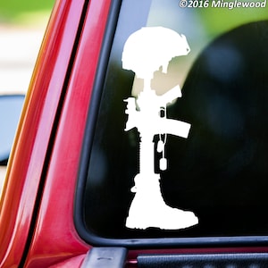 Fallen Soldier Vinyl Decal - Battle Cross Battlefield Honor - Die Cut Sticker