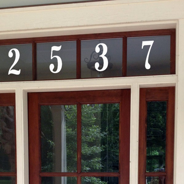 Custom Transom Window Numbers Vinyl Decal 3" to 10" tall - Home Address House Door Office - Die Cut Sticker - EURO