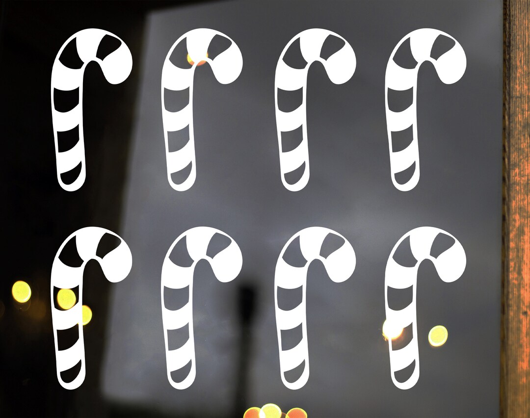 Set of 8 Candy Cane Vinyl Decals Holidays Christmas Decor Tree Die Cut