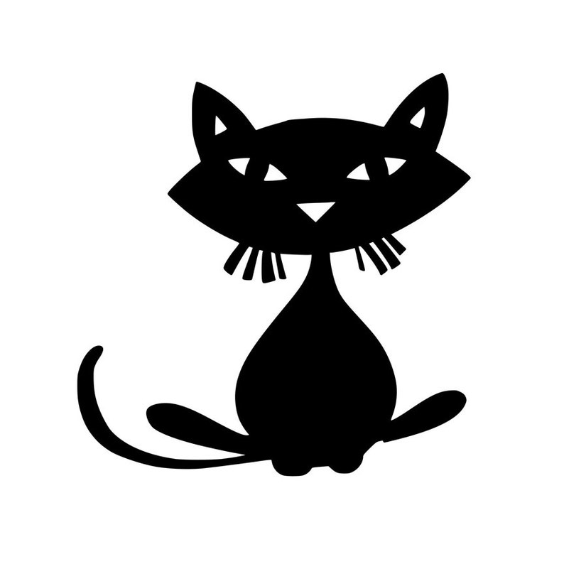 Black Cat Vinyl Decal | Custom Witch Halloween Decoration Sticker for ...