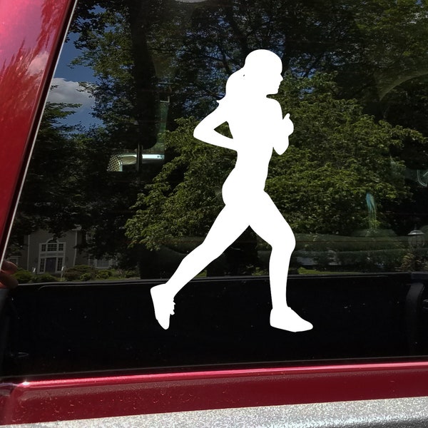 Track Runner Girl Vinyl Decal Sticker - Female Marathon 10k 5k 1/2 Half