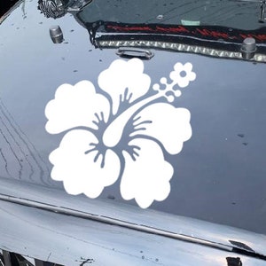 Hibiscus Flower Vinyl Hood Decal V4 - Hawaiian Truck 4x4 Tropical Plant - Die Cut Sticker