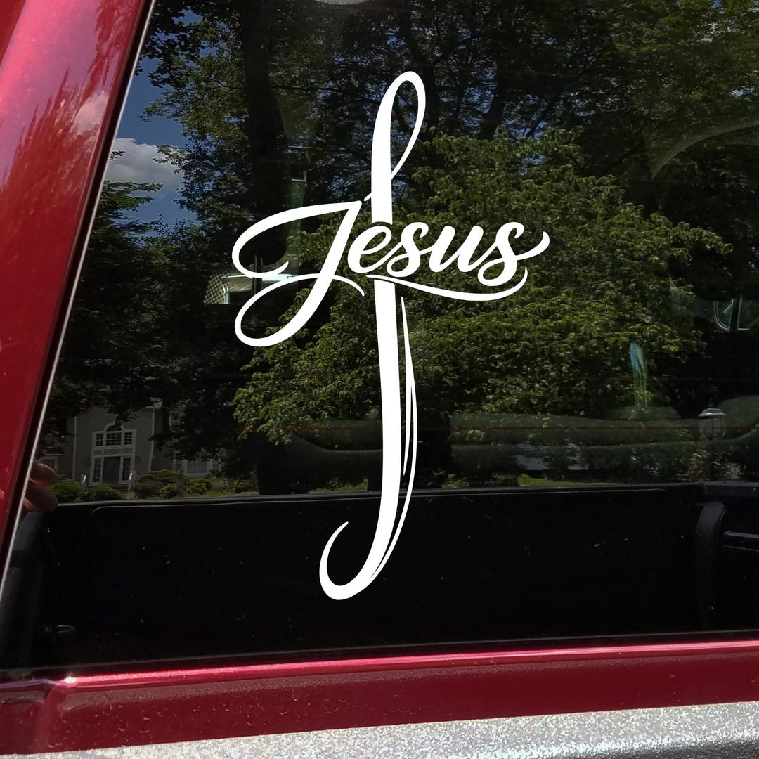 Jesus Cross Vinyl Decal Christian Faith Religious Car Window Sticker - Etsy