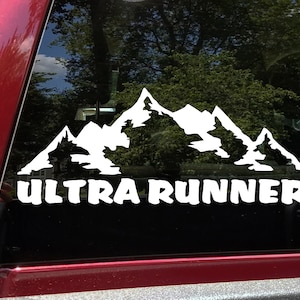Ultra Runner Vinyl Decal V2 - Running Marathon Trail Mountains 100k 100M - Die Cut Sticker