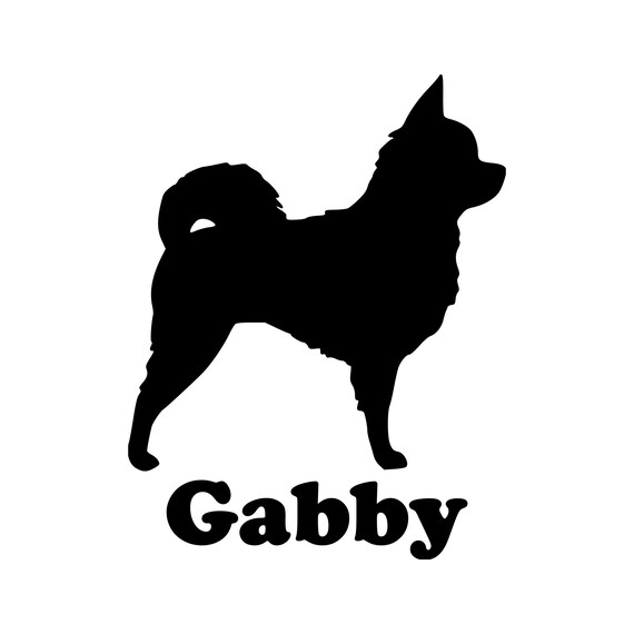 Long Haired Chihuahua With Personalized Name Vinyl Decal Etsy