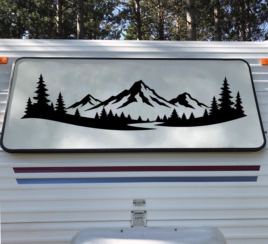 Mountain Forest Scene V21 Vinyl Decal Wilderness Camping Outdoor RV ...
