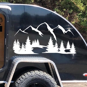 Mountains Forest Scene Vinyl Decal V16 - RV Travel Trailer Graphics ...