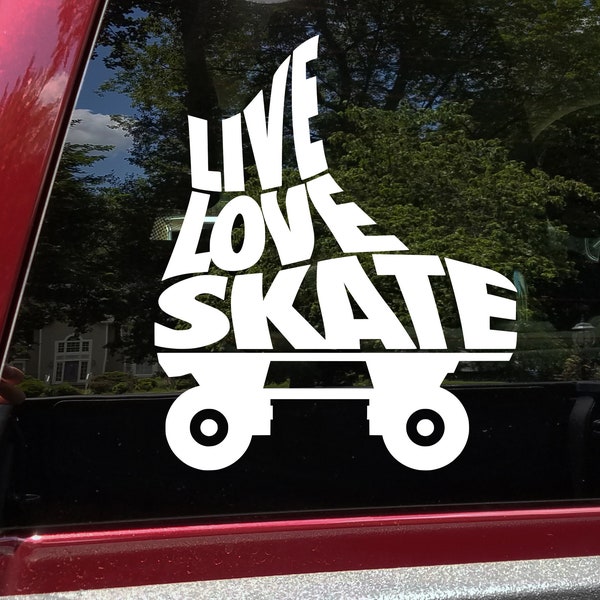 Live Love Skate Vinyl Decal - Quads Roller Skating Disco - Die Cut Sticker