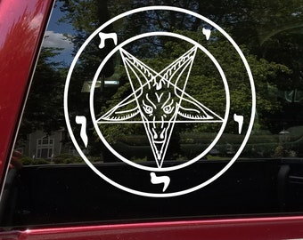 Sigil of Baphomet Pentagram Vinyl Decal - Satanism Goat - Die Cut Sticker