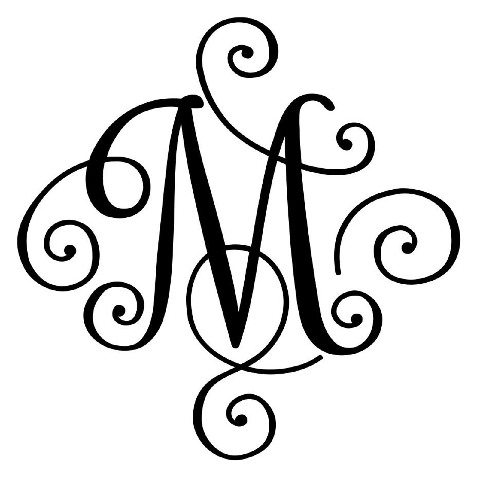 SCROLL MONOGRAM INITIAL Vinyl Decal Sticker Decorative | Etsy