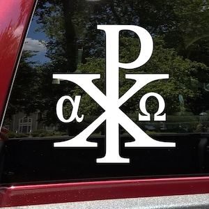 Chi Rho Christogram Vinyl Decal V1 - Labarum Chrismon Alpha Omega - Die Cut Sticker