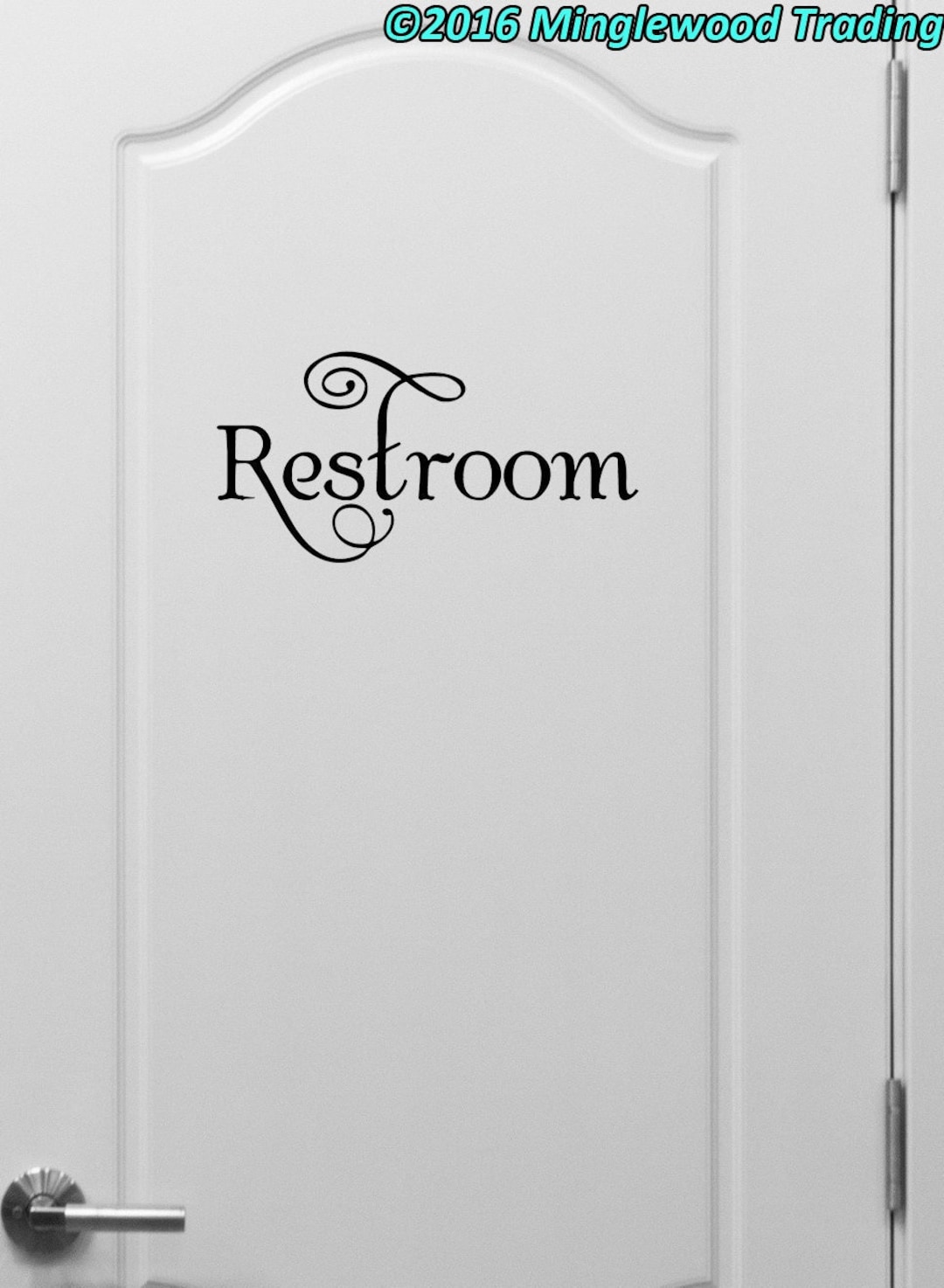 Restroom Vinyl Decal Sticker Bathroom Door Sign Latrine Water Closet