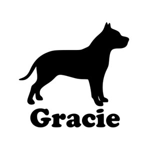 Pit Bull with Personalized Name Vinyl Decal Sticker - American Staffordshire Terrier Pitbull Pittie