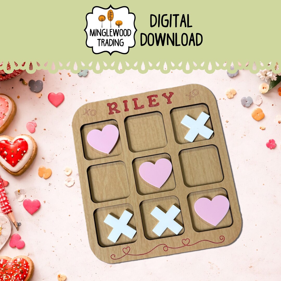 Valentines Day Tic Tac Toe SVG Heart X Game Laser Cut File Cutting ...