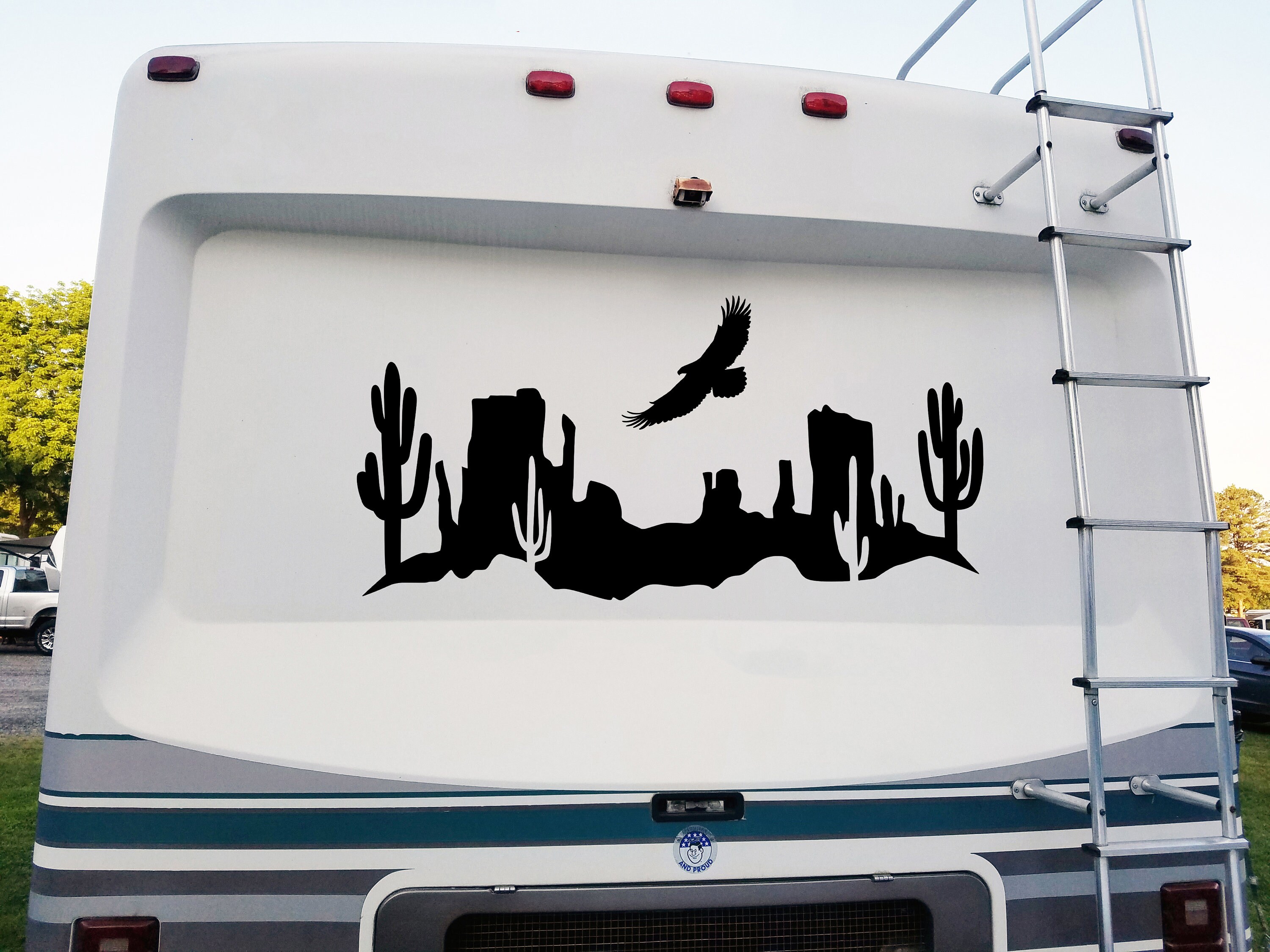 Rv Decals Rv Graphics American Flag Soaring Eagle Graphic Mural Decals / Stickers Fit Wall Camper RV Trailer RV Motorhome Decal Mountain