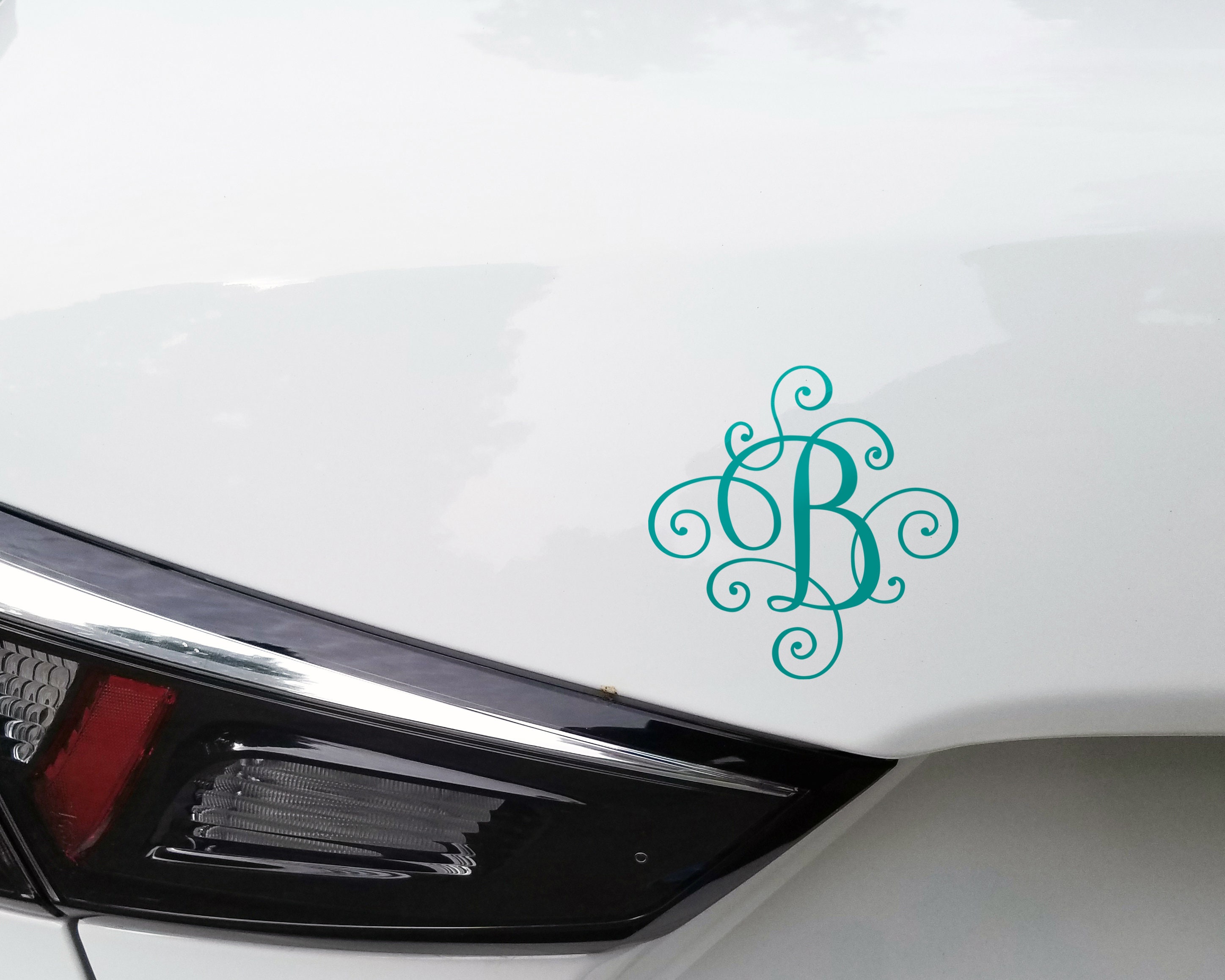 Scroll Monogram Initial Vinyl Decal Sticker | Decorative Letter Script ...