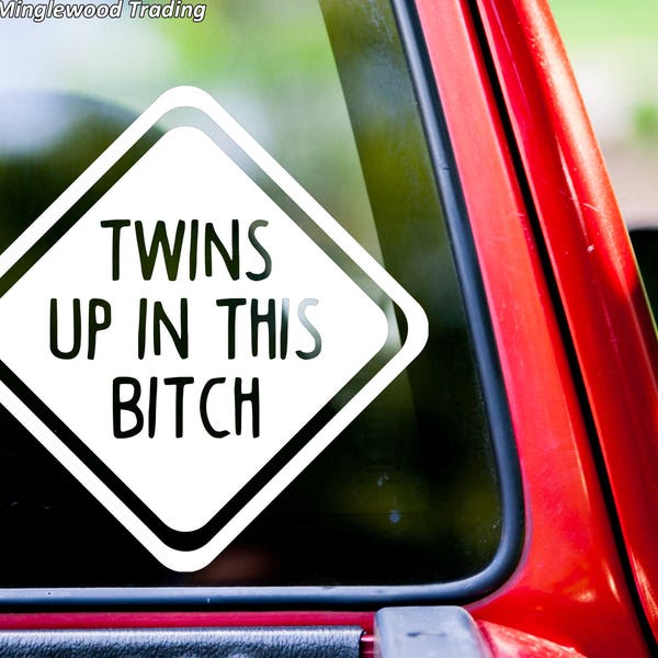 Twins Up In This Bitch - Vinyl Decal Sticker - Car Window Mom Dad