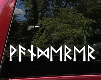 Wanderer Vinyl Decal in Elder Futhark Runes – Norse Viking Celtic Symbol Sticker – Die Cut Vinyl – Sizes 5x1 up to 50x10
