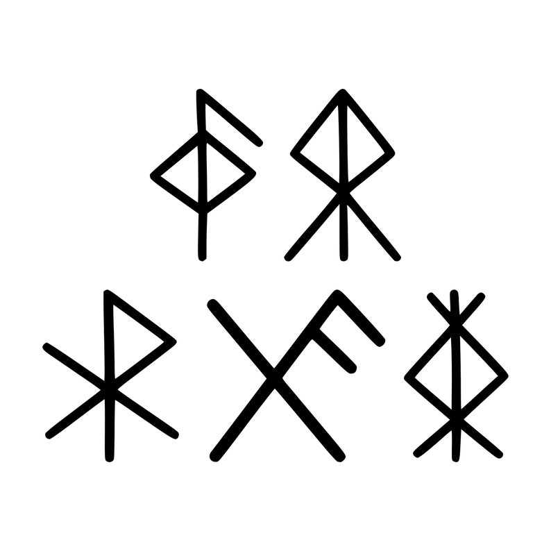 Set of 5 Bind Rune Vinyl Stickers - Love Courage Protection Good Luck ...