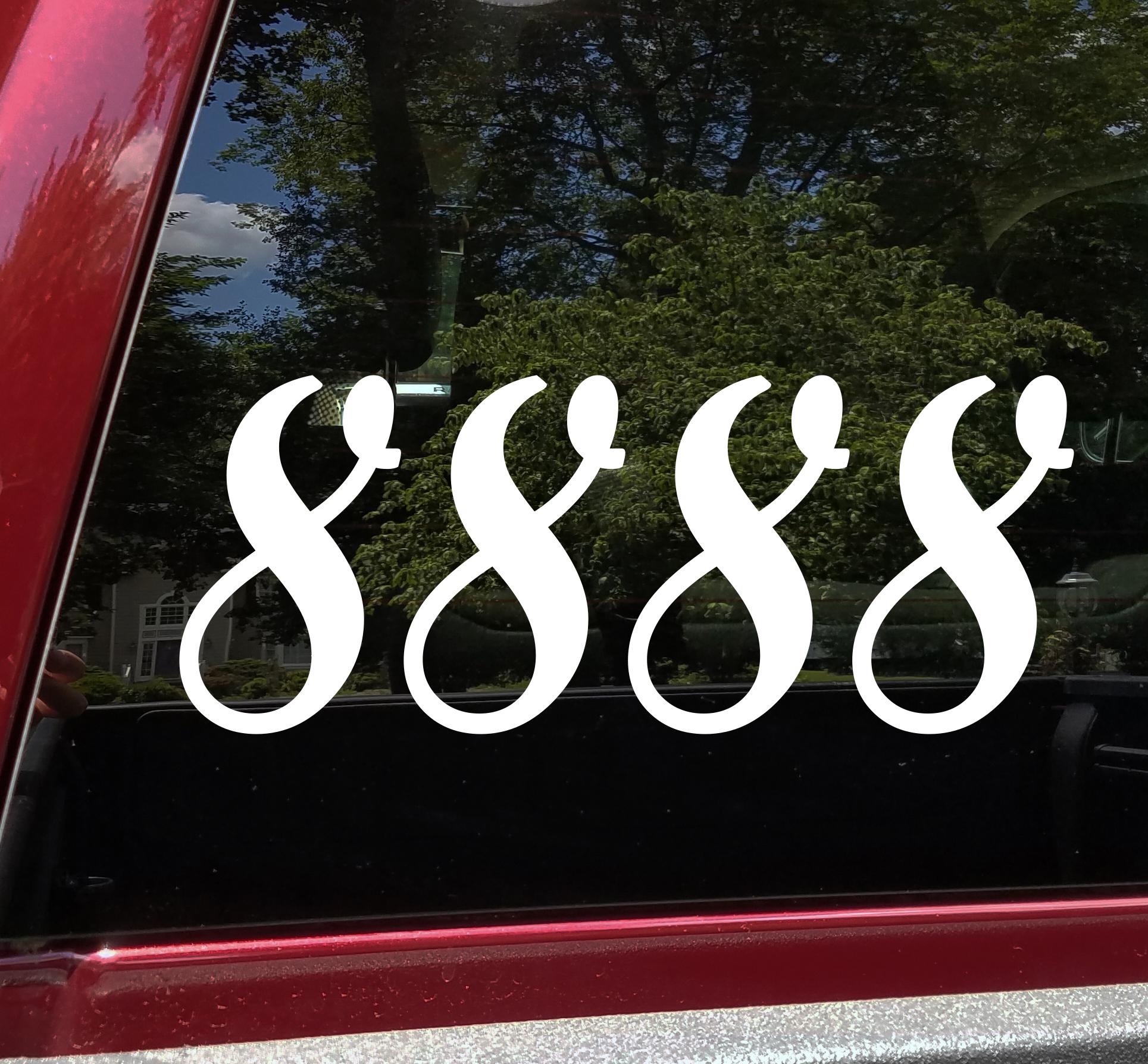 8888 Angel Number Vinyl Decal | Balance Achievement Numerology
