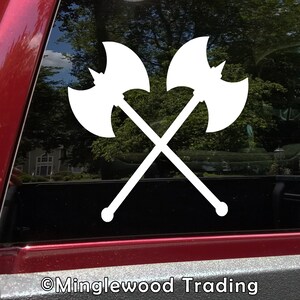 Crossed Battle Axes Vinyl Decal Sticker -V1- Battle-axe Medieval Combat