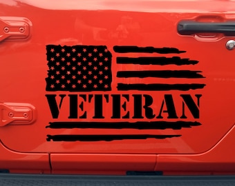 Distressed American Flag Vinyl Decal – Patriotic USA Military Veteran Sticker – Weathered Design Art