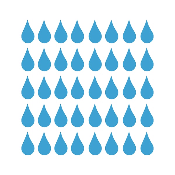 Raindrops (40 Count)  Craft Vinyl Sticker Sheet - Water Droplets Drops Agua