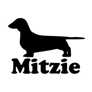 Dachshund with Personalized Name Vinyl Decal Sticker - Doxie Dog Puppy
