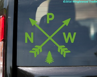 PNW Arrows Vinyl Sticker - Pacific Northwest Hiking Cascadia Washington Oregon Idaho - Die Cut Decal