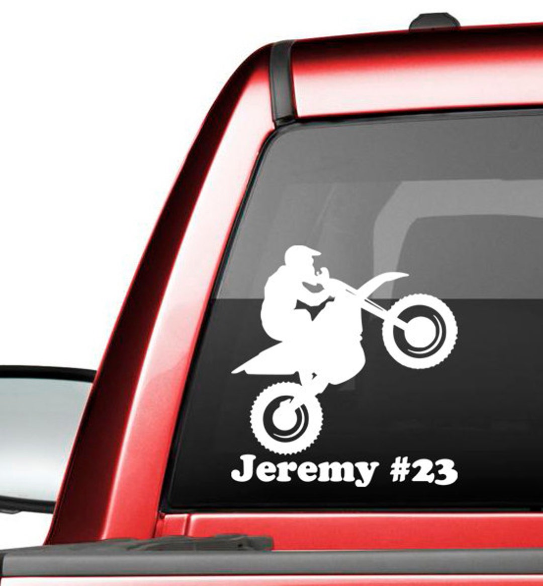DIRT BIKE w/ Personalized Name 6 x 5 V2 - Vinyl Decal Sticker - Motocross  Motorcycle - Minglewood Trading