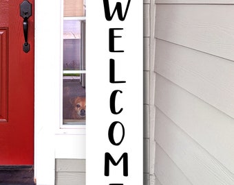 Welcome Vertical Vinyl Decal V10 - Front Porch Home - Die Cut Sticker