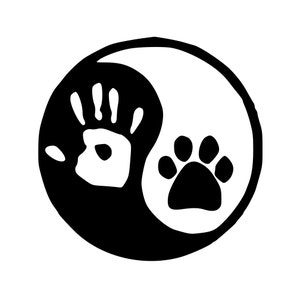 Yin Yang Vinyl Decal Sticker - Human Hand Dog Cat Canine Feline Paw Print