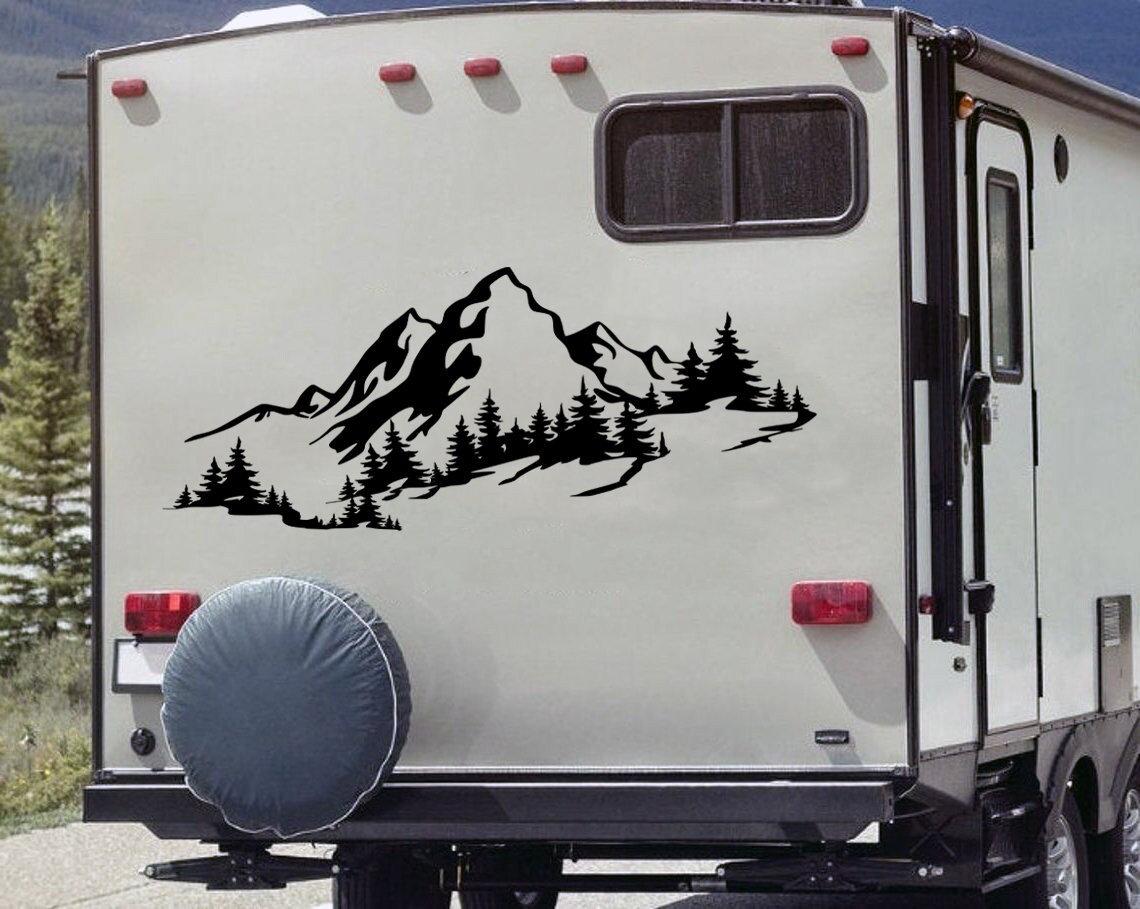 Mountains and Forest Vinyl Decal V7 - 4x4 Camping RV Graphics - Die Cut ...