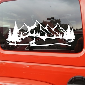 Wolf Mountains Forest Scene Vinyl Decal V7 - Wolfpack Howling RV Travel ...