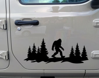 Bigfoot Forest Scene V2 - Sasquatch PNW RV Camper Graphics - Die Cut Sticker