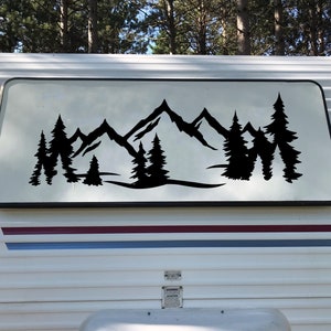Mountain Forest Scene V9 - Camper RV Graphics Travel Trailer - Die Cut Sticker