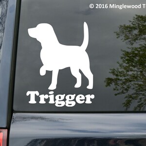 Beagle with Personalized Name Vinyl Decal Sticker - Dog Hound Foxhound Scent Tracking